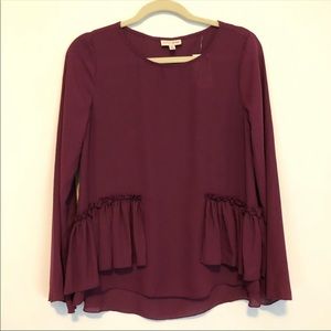 Maison Jules | Long Sleeve Sheer Peplum Top